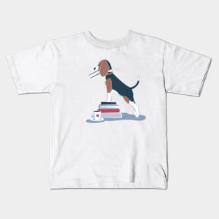 Life is better with books a hot drink and a friend // spot illustration 04 // blue and red Kids T-Shirt